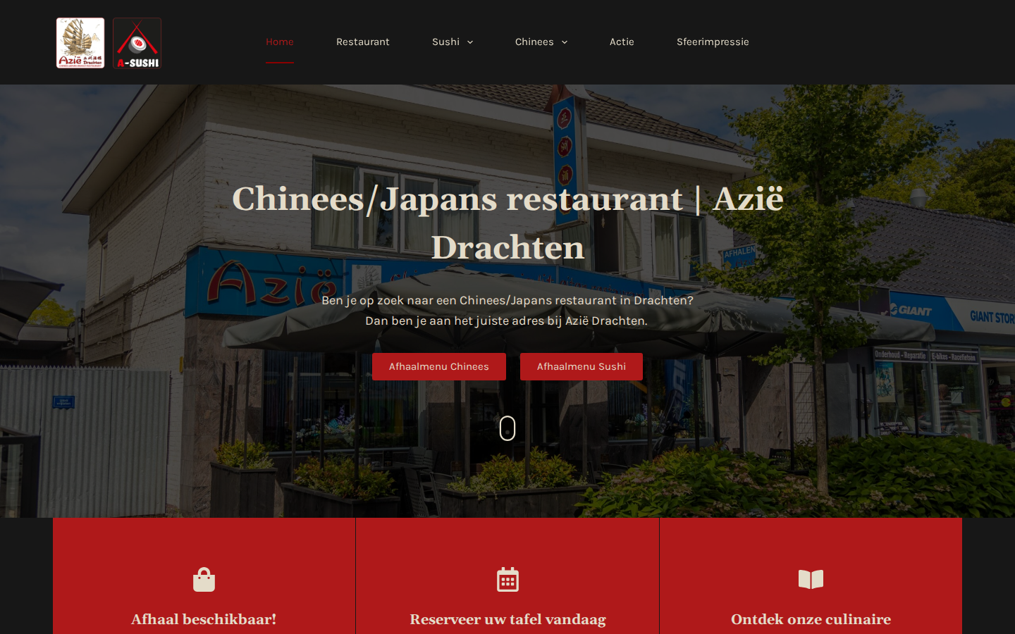De huidige homepage van azie-drachten.nl op een computer