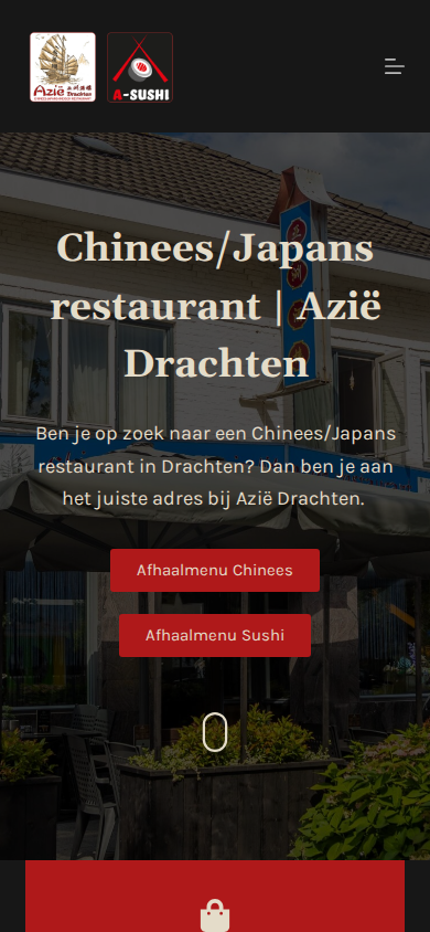 De huidige homepage van azie-drachten.nl op een telefoon